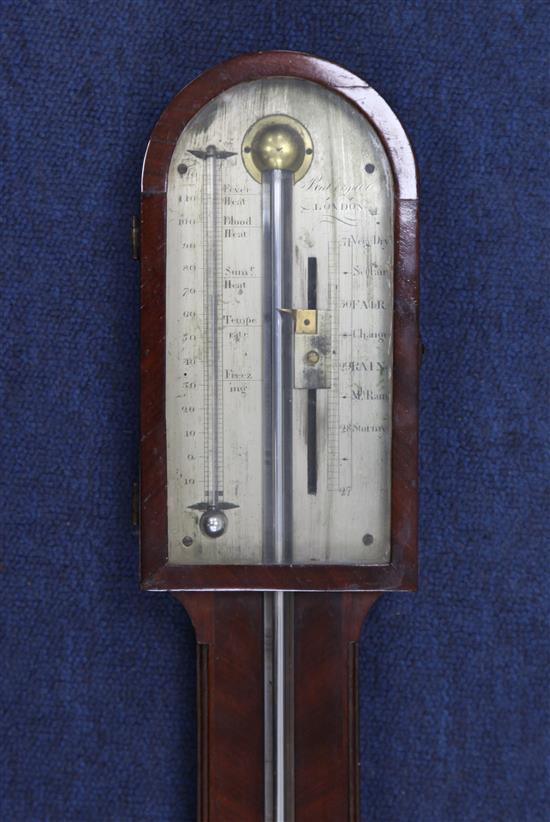 Rubergalli of London. A Regency mahogany stick barometer 3ft.